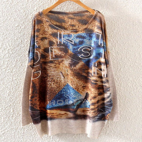 Load image into Gallery viewer, Printed Knitted Winter Long Sleeve Series 1-women-wanahavit-Tiger-One Size-wanahavit
