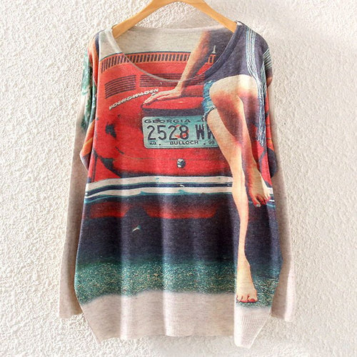 Load image into Gallery viewer, Printed Knitted Winter Long Sleeve Series 1-women-wanahavit-Red Car-One Size-wanahavit

