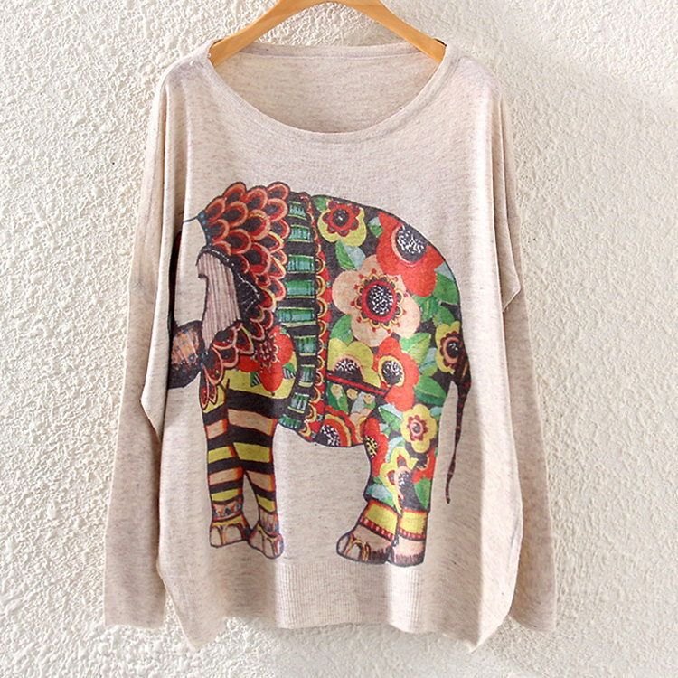 Printed Knitted Winter Long Sleeve Series 1-women-wanahavit-Elephant-One Size-wanahavit