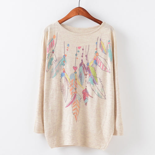 Load image into Gallery viewer, Printed Knitted Winter Long Sleeve Series 3-women-wanahavit-Feathers-One Size-wanahavit
