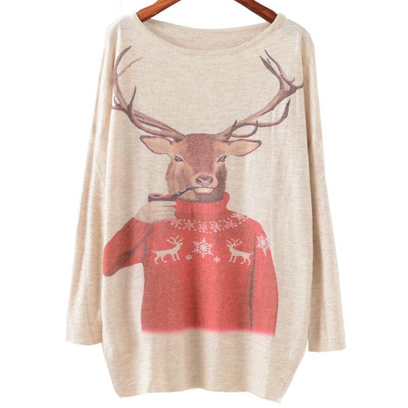 Printed Knitted Winter Long Sleeve Series 3-women-wanahavit-Santa Reindeer-One Size-wanahavit