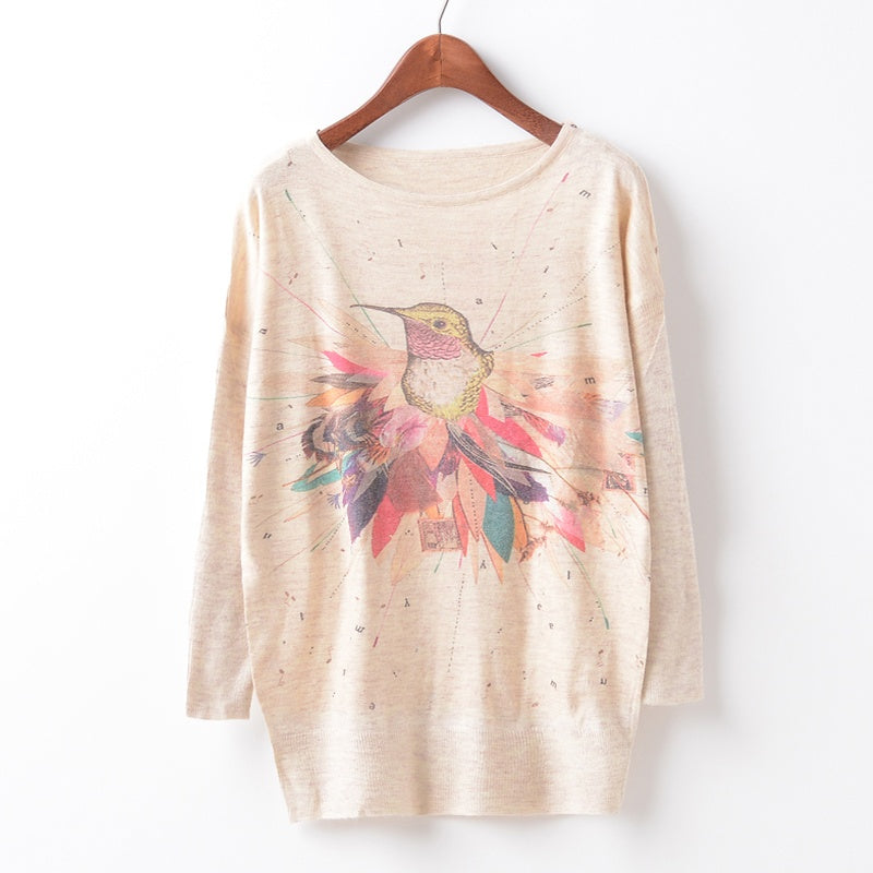 Printed Knitted Winter Long Sleeve Series 3-women-wanahavit-Hummingbird-One Size-wanahavit