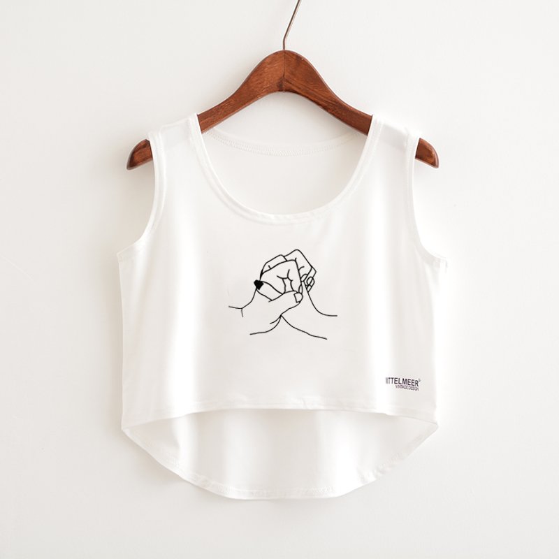 Cat Peeking Printed Crop Top Sleeveless Shirt-women-wanahavit-TP861-One Size-wanahavit