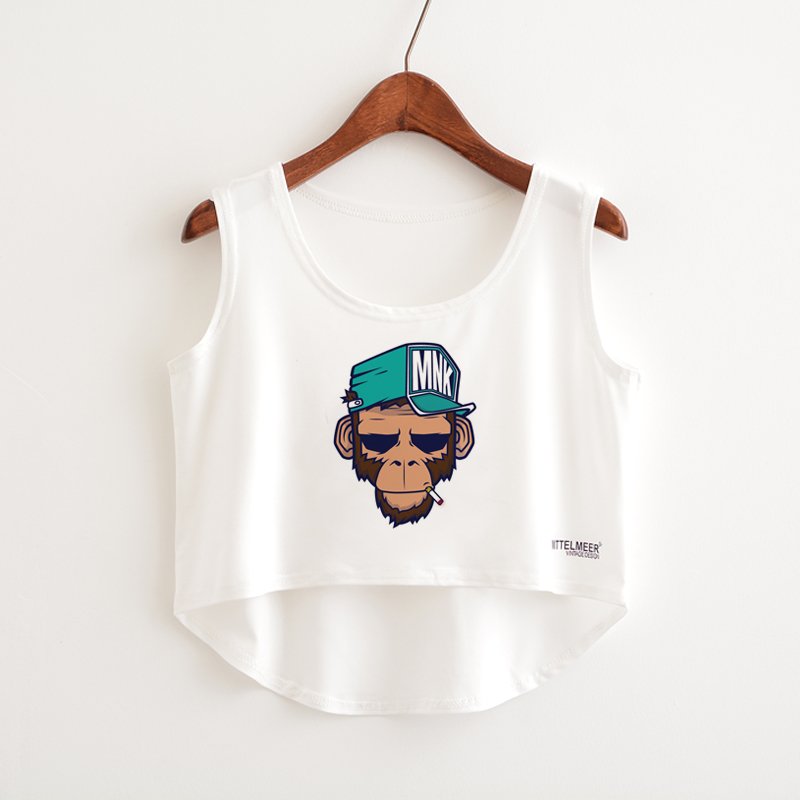 Cat Peeking Printed Crop Top Sleeveless Shirt-women-wanahavit-TP860-One Size-wanahavit
