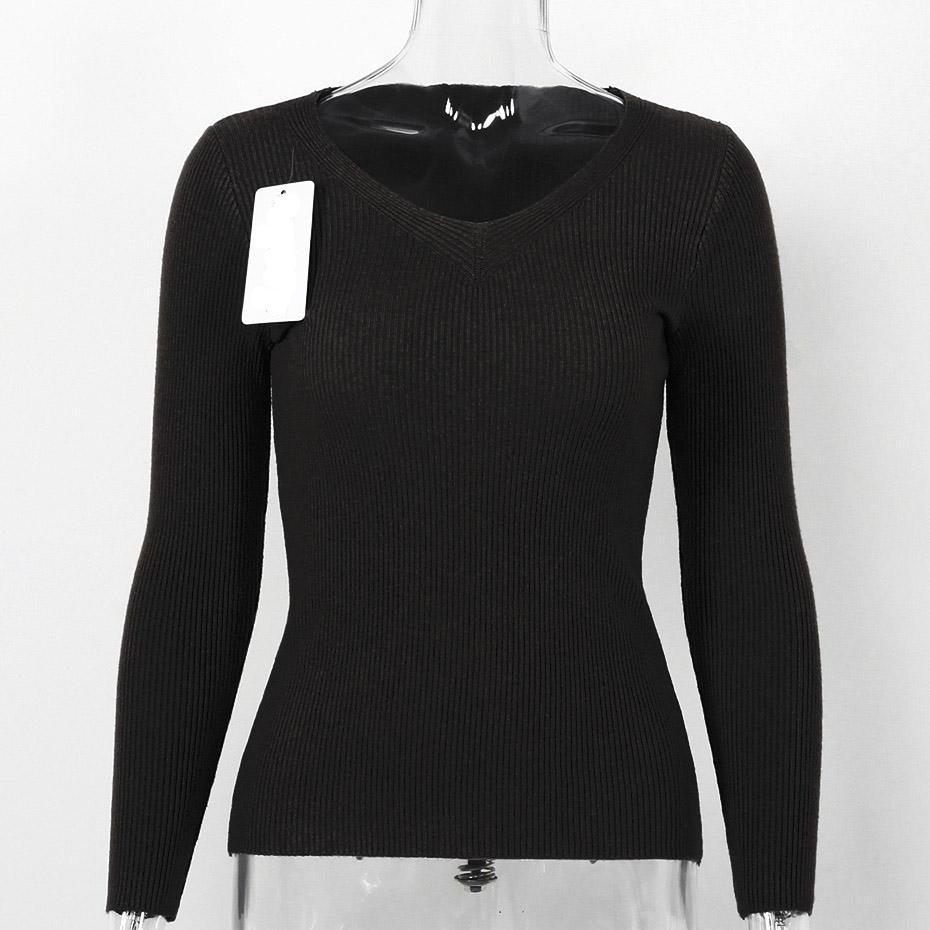 Solid Casual Knitted Slim Fit Long Sleeve Sweater-women-wanahavit-Black-One Size-wanahavit