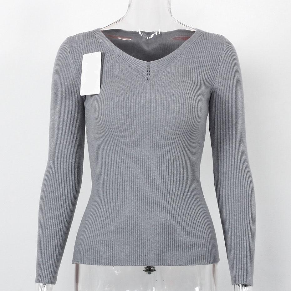 Solid Casual Knitted Slim Fit Long Sleeve Sweater-women-wanahavit-Gray-One Size-wanahavit