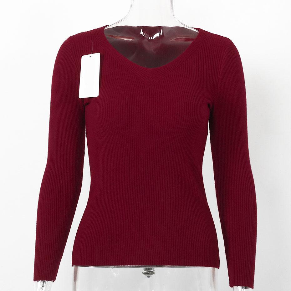 Solid Casual Knitted Slim Fit Long Sleeve Sweater-women-wanahavit-Wine red-One Size-wanahavit