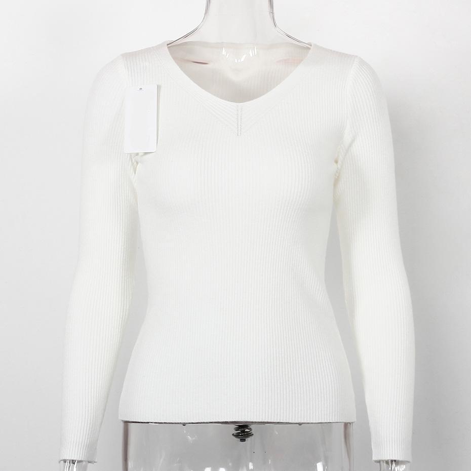 Solid Casual Knitted Slim Fit Long Sleeve Sweater-women-wanahavit-White-One Size-wanahavit