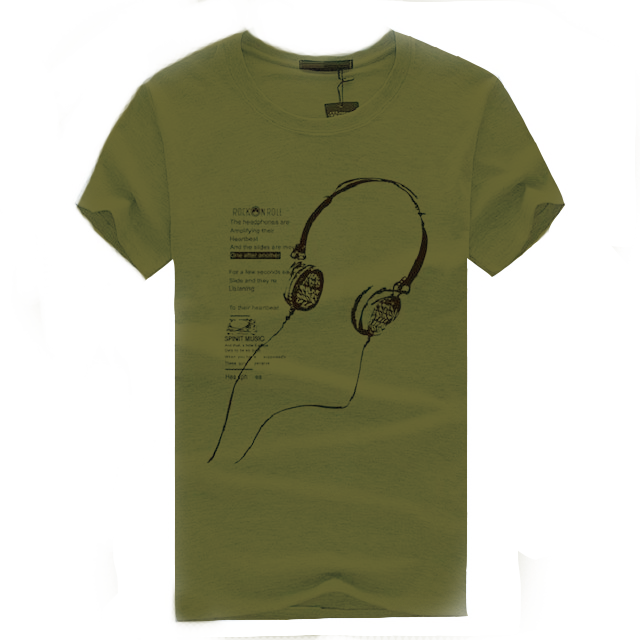 Casual T-Shirt Printed Rock & Roll-men-wanahavit-Army Green-S-wanahavit