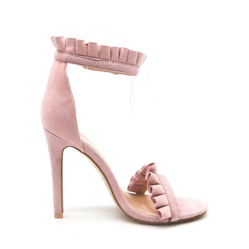 Load image into Gallery viewer, Buckle Strap High Heels Ruffle Sandals-women-wanahavit-Pink-6.5-wanahavit
