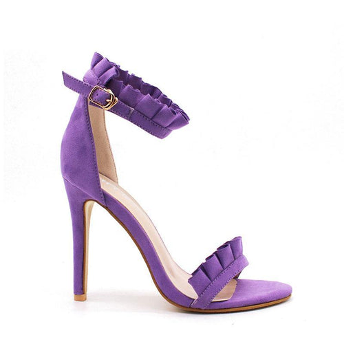 Load image into Gallery viewer, Buckle Strap High Heels Ruffle Sandals-women-wanahavit-Purple-6.5-wanahavit
