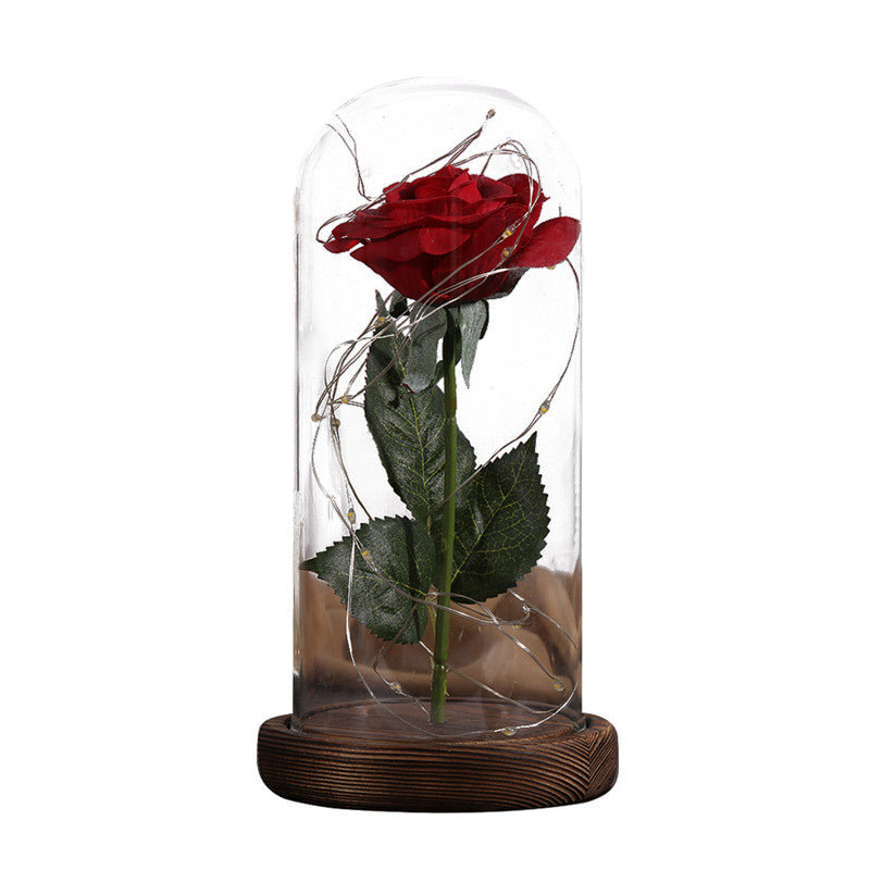 LED Flashing Luminous Artificial Rose with Vase-home accent-wanahavit-Chocolate-wanahavit