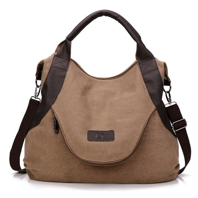 Large Pocket Shopper Canvas Shoulder Bag-women-wanahavit-brown-(30cm<Max Length<50cm)-wanahavit
