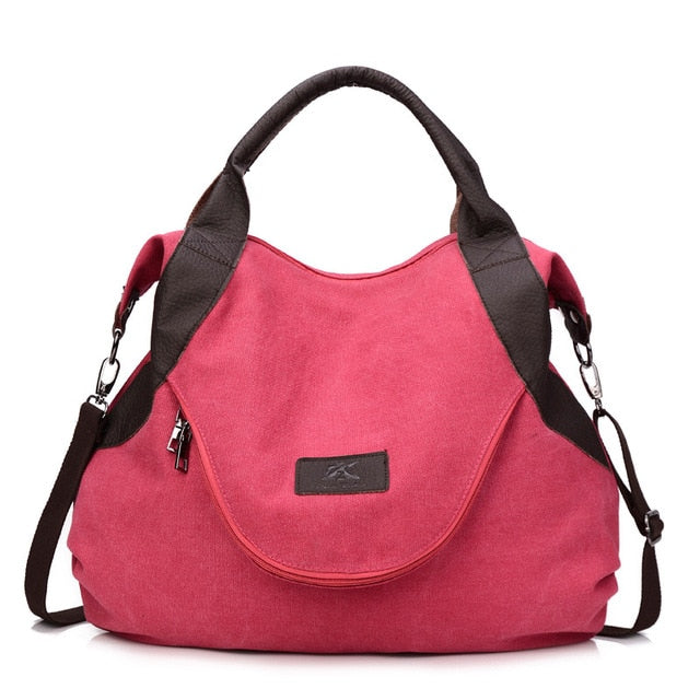 Large Pocket Shopper Canvas Shoulder Bag-women-wanahavit-red-(30cm<Max Length<50cm)-wanahavit