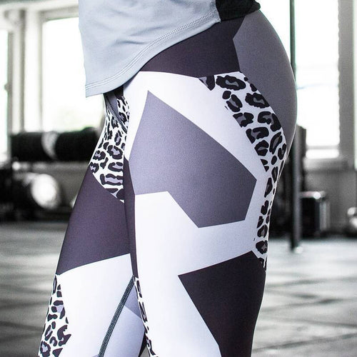 Load image into Gallery viewer, Geometric Leopard Workout Elastic Leggings-women fitness-wanahavit-Gray-S-wanahavit
