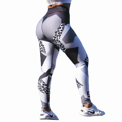 Load image into Gallery viewer, Geometric Leopard Workout Elastic Leggings-women fitness-wanahavit-Gray-S-wanahavit
