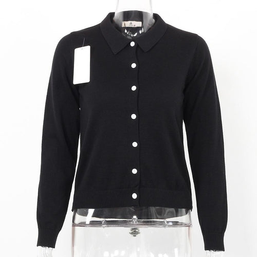 Load image into Gallery viewer, Knitted Buttoned Long Sleeve Sweatshirt-women-wanahavit-Black-One Size-wanahavit
