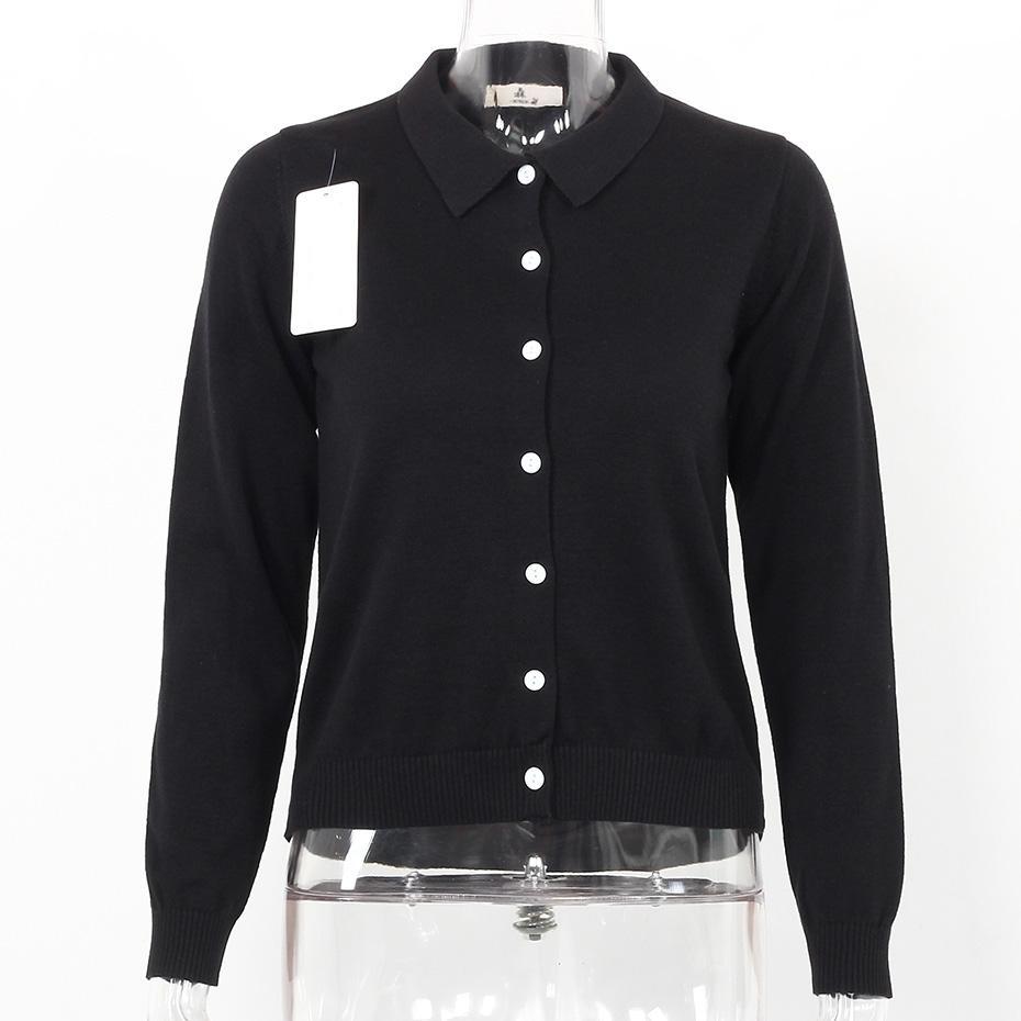 Knitted Buttoned Long Sleeve Sweatshirt-women-wanahavit-Black-One Size-wanahavit