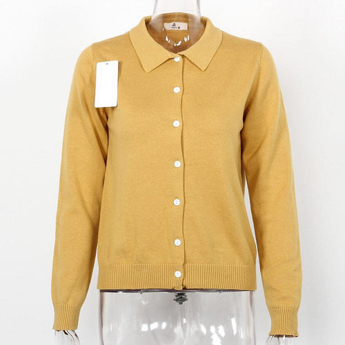 Load image into Gallery viewer, Knitted Buttoned Long Sleeve Sweatshirt-women-wanahavit-Yellow-One Size-wanahavit
