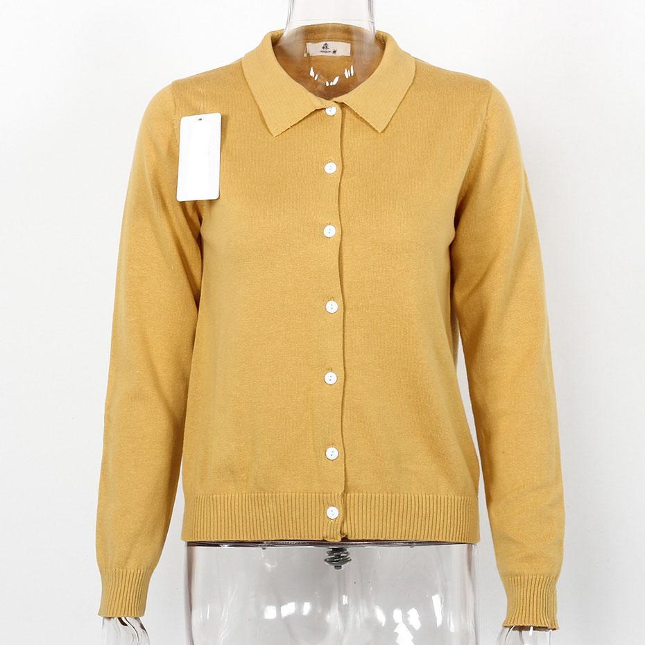 Knitted Buttoned Long Sleeve Sweatshirt-women-wanahavit-Yellow-One Size-wanahavit
