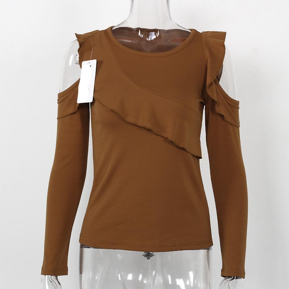 Off Shoulder Ruffled Long Sleeve Shirt-women-wanahavit-Yellow-S-wanahavit