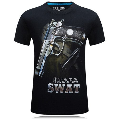 Load image into Gallery viewer, SWAT Printed Cotton Slim Fit Tees-men-wanahavit-Black-S-wanahavit
