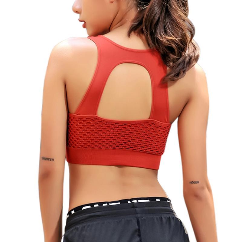 Breathable Hollow Mesh Sports Bra for Women: Shockproof Vest for