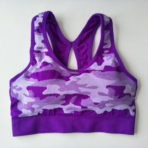 Load image into Gallery viewer, Professional Shockproof Camouflage Sports Bra-women fitness-wanahavit-Purple-M-wanahavit
