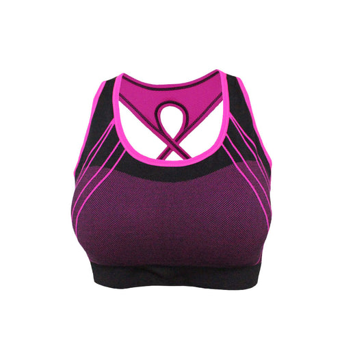 Load image into Gallery viewer, Quick Dry Color Accent Stripes Padded Sports Bra-women fitness-wanahavit-Rose Red-M-wanahavit
