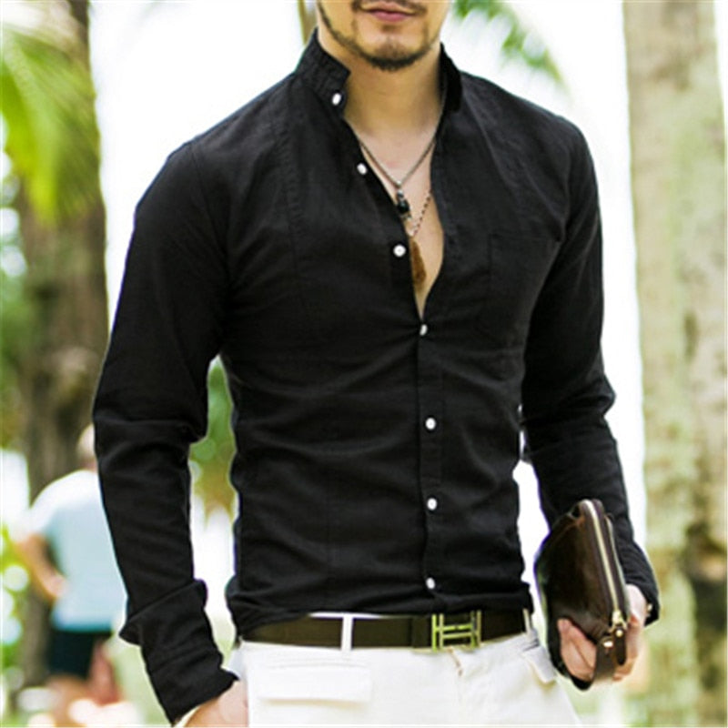Spring Casual Linen Long Sleeve Shirt #S285 for men - wanahavit