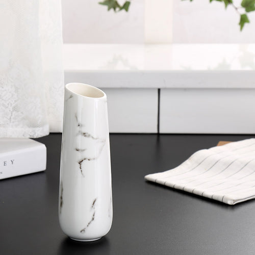 Load image into Gallery viewer, Marble Ceramic White Vase-home accent-wanahavit-White-wanahavit
