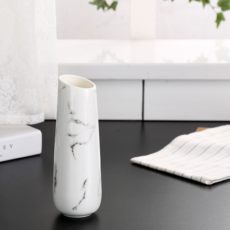 Marble Ceramic White Vase-home accent-wanahavit-White-wanahavit