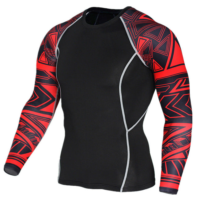 MMA Crossfit Printed Compression Long Sleeve Shirt-men fitness-wanahavit-TC120-Asian S-wanahavit