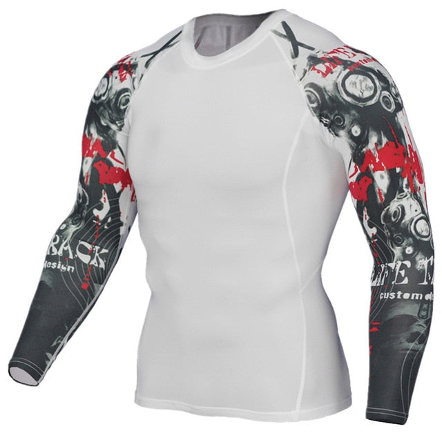 MMA Crossfit Printed Compression Long Sleeve Shirt-men fitness-wanahavit-TC116-Asian S-wanahavit