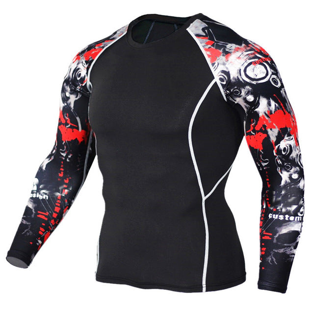 MMA Crossfit Printed Compression Long Sleeve Shirt-men fitness-wanahavit-TC119-Asian S-wanahavit