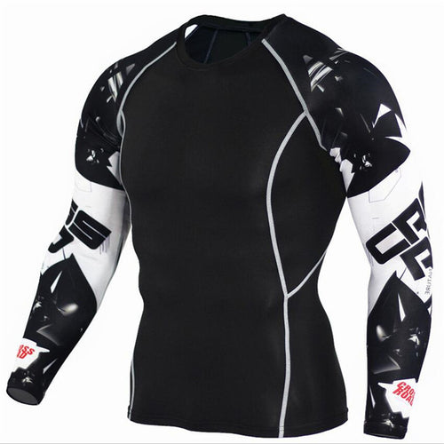 Load image into Gallery viewer, MMA Crossfit Printed Compression Long Sleeve Shirt-men fitness-wanahavit-TC116-Asian S-wanahavit
