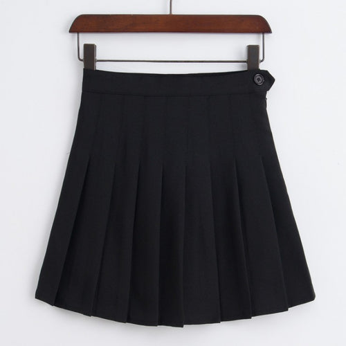 Load image into Gallery viewer, High Waist Solid Pleated Mini Skirts-women-wanahavit-Black-M-wanahavit

