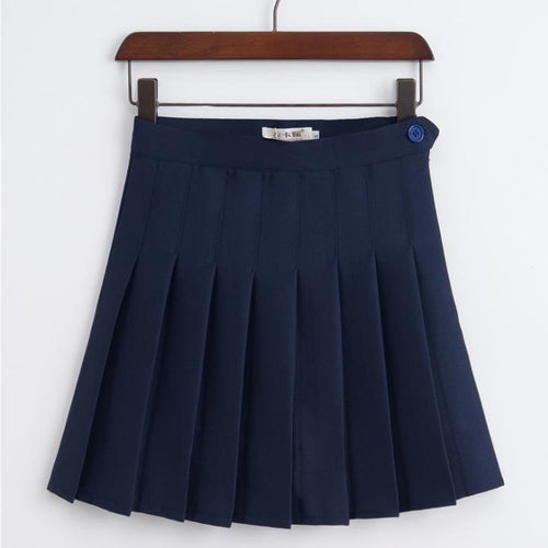 Load image into Gallery viewer, High Waist Solid Pleated Mini Skirts-women-wanahavit-Dark Blue-M-wanahavit
