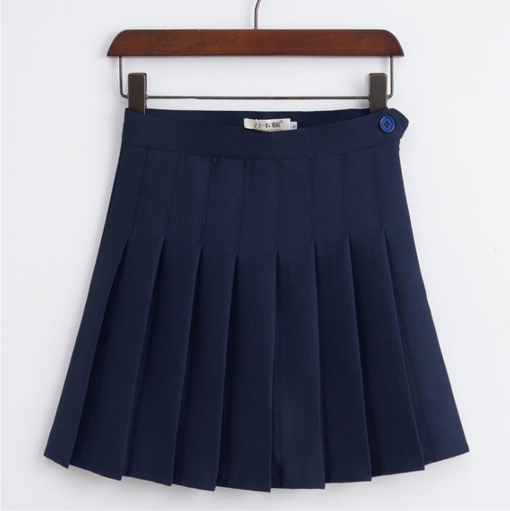 High Waist Solid Pleated Mini Skirts-women-wanahavit-Dark Blue-M-wanahavit