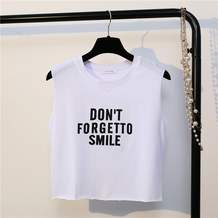 Dont Forget to Smile Harajuku Style Crop Top Shirt-women-wanahavit-White-One Size-wanahavit