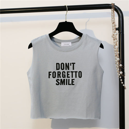 Load image into Gallery viewer, Dont Forget to Smile Harajuku Style Crop Top Shirt-women-wanahavit-Sky Blue-One Size-wanahavit
