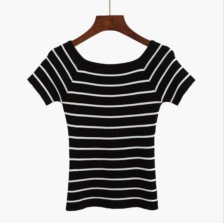 Slim Fit Striped Crochet Shirt-women-wanahavit-Black-One Size-wanahavit