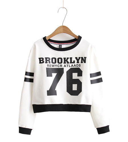 Brooklyn 76 Crop Top Long Sleeve Sweatshirt-women-wanahavit-White-M-wanahavit