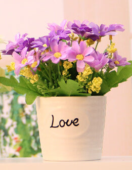 Letter Printed Mini Ceramic Flower Vase-home accent-wanahavit-C-wanahavit
