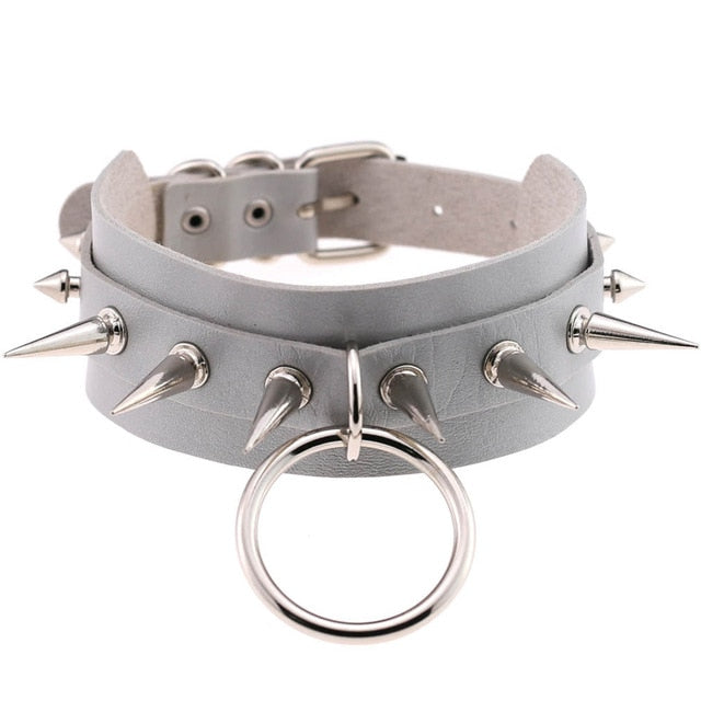 Necklace Rivet PU Leather Round Torque Choker-unisex-wanahavit-Gray-wanahavit