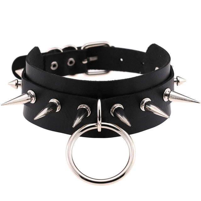 Necklace Rivet PU Leather Round Torque Choker-unisex-wanahavit-Black-wanahavit