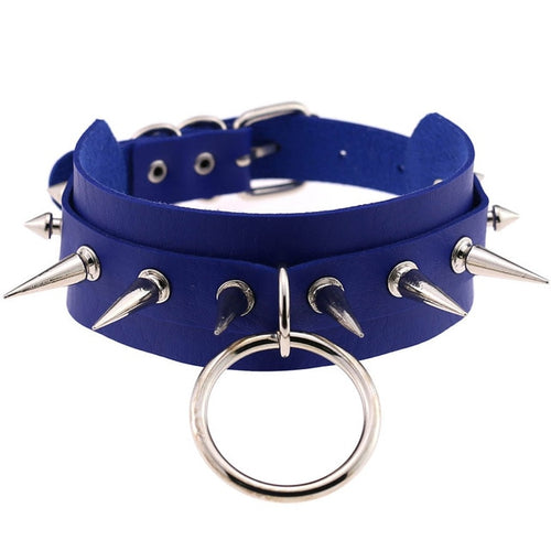 Load image into Gallery viewer, Necklace Rivet PU Leather Round Torque Choker-unisex-wanahavit-Royal Blue-wanahavit
