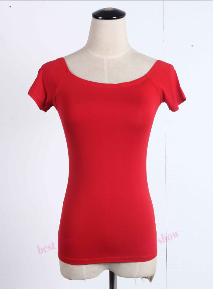 Sexy Off The Shoulder Solid Color Shirt-women-wanahavit-red short sleeve-S-wanahavit