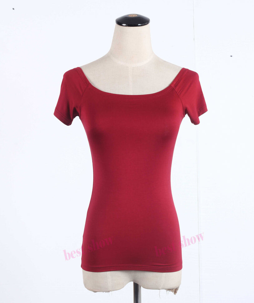 Sexy Off The Shoulder Solid Color Shirt-women-wanahavit-wine red short-S-wanahavit