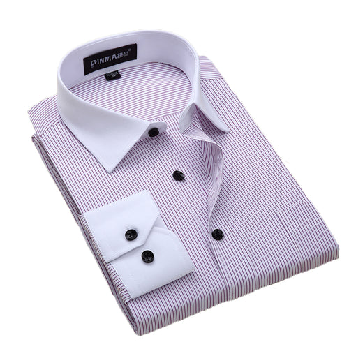 Load image into Gallery viewer, High Quality Mini Stripe Long Sleeve Shirt #180XX-men-wanahavit-18001-S-wanahavit
